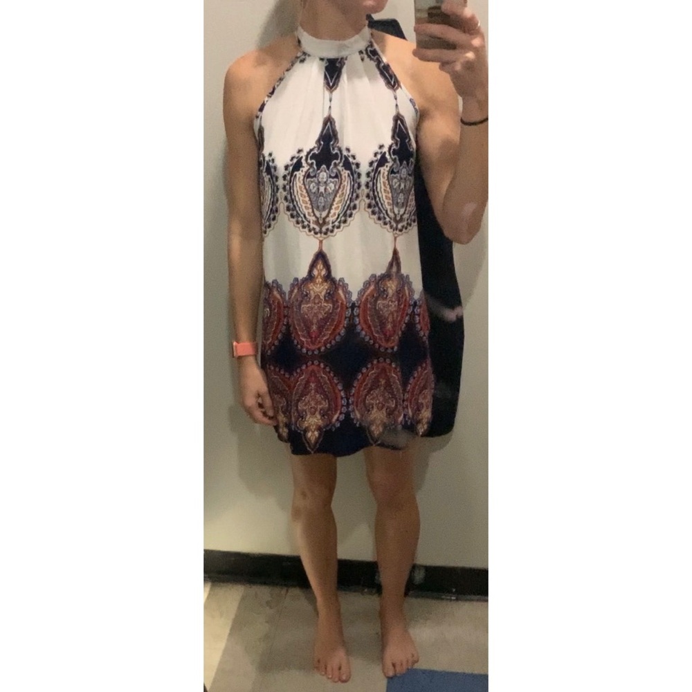 Unique Pattern Neck Tie Dress